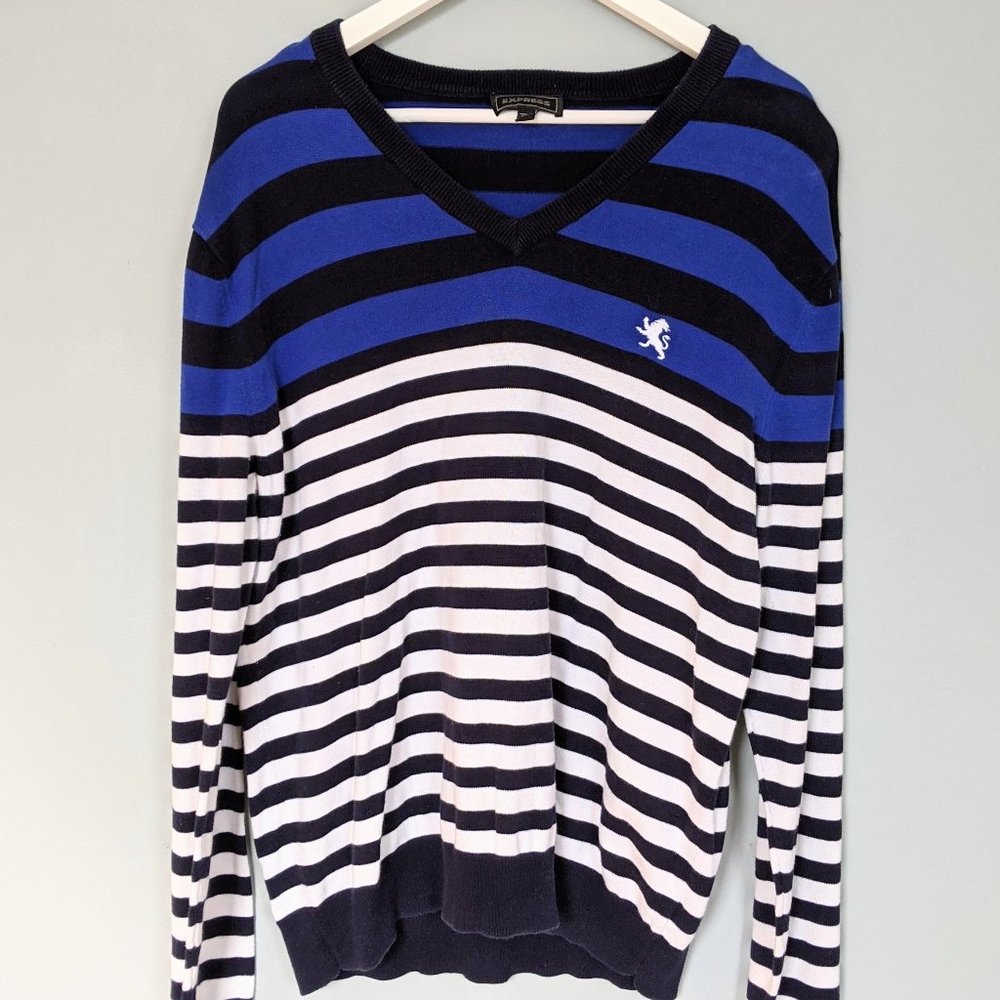 Express Men's Striped V Neck Sweater